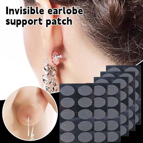 300Pcs/30Packs Clear Earring Support Patches, Invisible Earring Protectors, Waterproof Ear Stabilizer Stickers, Earlobe Support Enhancers, Ear Care Products for Torn or Stretched Earlobes in Saudi Arabia