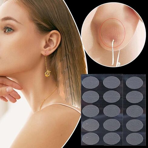 300Pcs/30Packs Clear Earring Support Patches, Invisible Earring Protectors, Waterproof Ear Stabilizer Stickers, Earlobe Support Enhancers, Ear Care Products for Torn or Stretched Earlobes in Saudi Arabia
