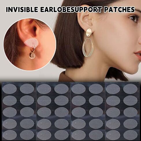 300Pcs/30Packs Clear Earring Support Patches, Invisible Earring Protectors, Waterproof Ear Stabilizer Stickers, Earlobe Support Enhancers, Ear Care Products for Torn or Stretched Earlobes in Saudi Arabia