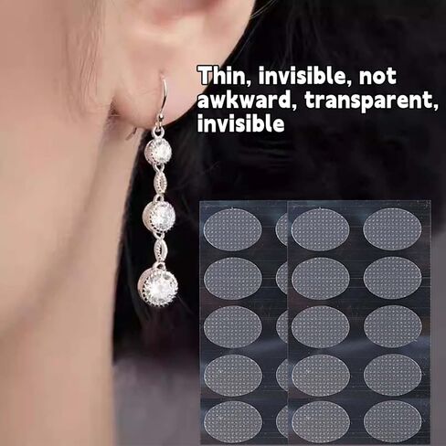 300Pcs/30Packs Clear Earring Support Patches, Invisible Earring Protectors, Waterproof Ear Stabilizer Stickers, Earlobe Support Enhancers, Ear Care Products for Torn or Stretched Earlobes in Saudi Arabia