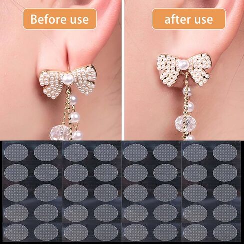 300Pcs/30Packs Clear Earring Support Patches, Invisible Earring Protectors, Waterproof Ear Stabilizer Stickers, Earlobe Support Enhancers, Ear Care Products for Torn or Stretched Earlobes in Saudi Arabia