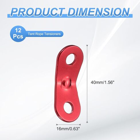 PATIKIL Tent Rope Tensioner, 12 Pcs Tent Guyline Adjusters Rope Buckle Aluminum Alloy Cord Tightener for Outdoor Camping Hiking Accessories,Red in Saudi Arabia