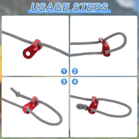 PATIKIL Tent Rope Tensioner, 12 Pcs Tent Guyline Adjusters Rope Buckle Aluminum Alloy Cord Tightener for Outdoor Camping Hiking Accessories,Red in Saudi Arabia