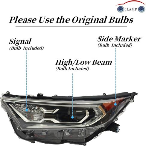 Headlight W/Halogen Turn Signal Light Fit For 2022-25 Toyota RAV4 Adventure/Trail/TRD Off-Road/XLE/XLE Premium 2023-2024 RAV4 LE USA Built HeadLamp (Right Passenger) RH 81110-0R350 RV22A01-1R in Saudi Arabia