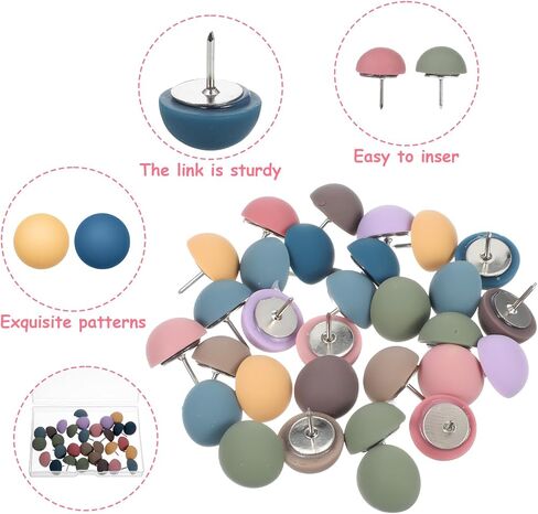 Sibba 30 Pcs Matte Push Pins, Cute Bulletin Board Push Pins, Reusable Round Colorful Pushpins for Cork Boards Photos Calendar Classroom Office in Saudi Arabia