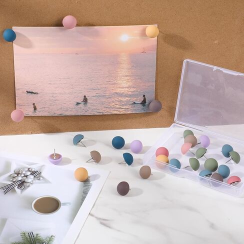Sibba 30 Pcs Matte Push Pins, Cute Bulletin Board Push Pins, Reusable Round Colorful Pushpins for Cork Boards Photos Calendar Classroom Office in Saudi Arabia