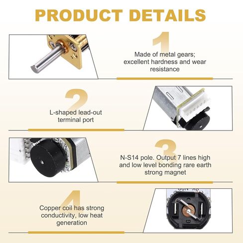 MECCANIXITY 2pcs 600RPM Micro Gear Motor with Encoder, N20 DC12V Gearbox High Torque Electric Reduction Motor for Robot Wheel RC Car in Saudi Arabia