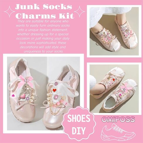 Junk Socks Charms Kit, 133PCS Shoe Charms for Sneakers, Sock Jewelry Charms Brooches and Pins for Women to Decorate Junk Socks, Hats in Saudi Arabia