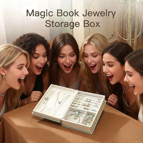 Jewelry Storage Book,Travel Jewelry Organizer, double-sided storage books hold jewelry boxes, rings, earrings, necklaces for women. in Saudi Arabia