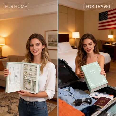 Jewelry Storage Book,Travel Jewelry Organizer, double-sided storage books hold jewelry boxes, rings, earrings, necklaces for women. in Saudi Arabia