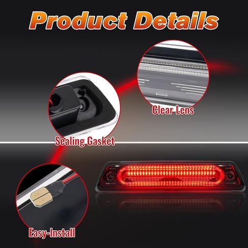 LED 3rd Brake Light Compatible with 2009 2010 2011 2012 2013 2014 Ford F-150 Automotive High Mount Stop Light Assembly Red Brake Light and White Cargo Light Third Brake Light (Smoke Lens) in Saudi Arabia