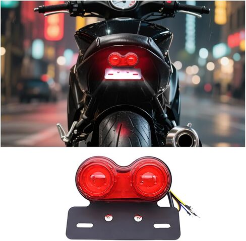 40-LED 40W Motorcycle Tail Light, Motorbike Integrated Driving & Brake Turn Signal Lamp with License Plate Bracket, Motorcycle Tail Light Replacement for Street Bike Cruiser Chopper (Red) in Saudi Arabia