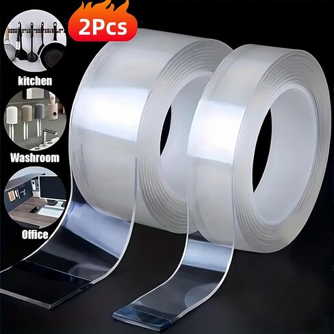 2pcs of Super Strong Double-Sided Tape - Reusable, High Strength, Residue-Free, Waterproof, Suitable for Home, Office, and Car - Perfect for Crafts, Painting, and Wallpaper. in Saudi Arabia