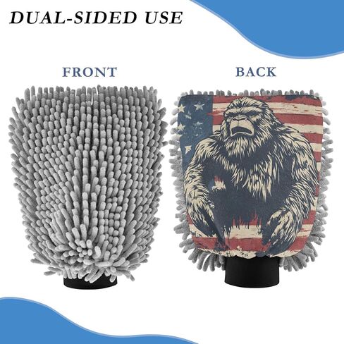AIXIWAWA USA Sasquatch Print Car Wash Mitt Washing Glove Scratch Free Water Absorbent 2 Pack Large in Saudi Arabia