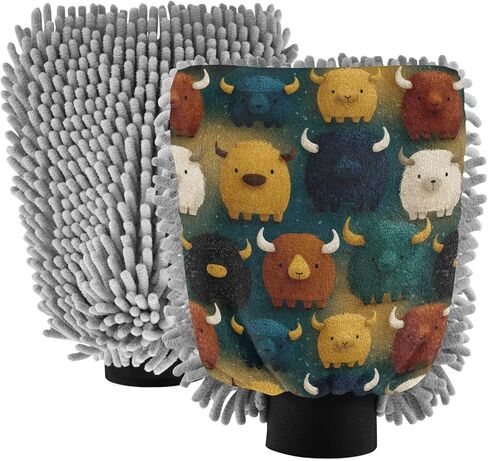 AIXIWAWA Cute Cows Print Car Wash Mitt Washing Glove Scratch Free Water Absorbent 2 Pack Large in Saudi Arabia