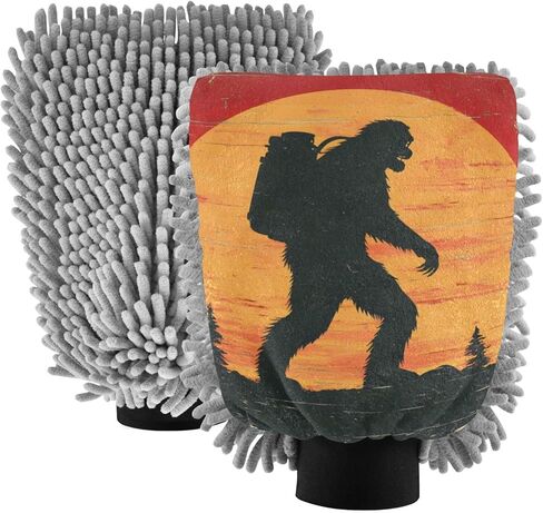 AIXIWAWA Silhouette Sasquatch Print Car Wash Mitt Washing Glove Scratch Free Water Absorbent 2 Pack Medium in Saudi Arabia