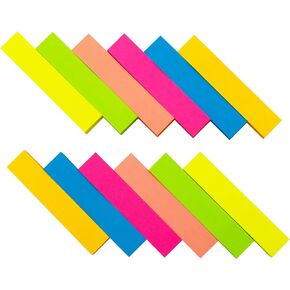 Sticky Notes, 0.6x3 Inch, 1200 Sheets Self-Stick Notes, Easy to Post for School, Office, Notebook, Bright Colors Assorted, 100 Sheets/Pad