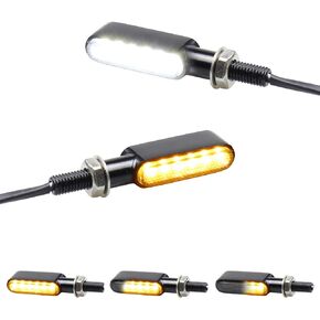 FACAILAHA 2Pcs Front Sequential LED Turn Signal Lights Motorcycle Switchback Running Light Amber Blinkers Compatible with Harley Sportster Fat Bob Dyna Low Rider S KTM Dual Sport Suzuki Yamaha V-Star