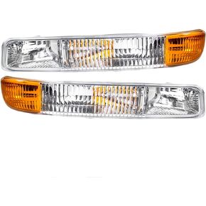 N&P Front Parking Light Turn Signal Lamp Assembly Set for 99-02 Silverado 00-06 Tahoe & Suburban Pickup Truck Chrome