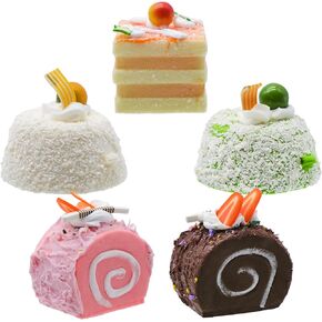 inheming 5 PCS Artificial Cupcake for Display, Realistic Cute Fake Cake, Faux Dessert with Fragrance, Roll Cake Model for Bakery Shop Display, Photography Props, Home Decoration