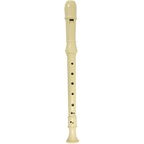 Soprano Recorder Descant 8 Hole Baroque Fingering Key of G with Cleaning Rod White Color by Elrido