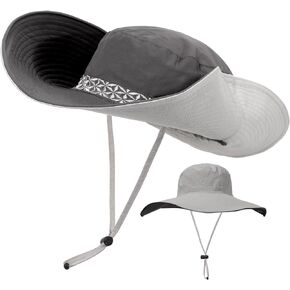 Waterproof Bucket Rain Hat for Women Wide Brim Reversible UPF50+ Cowboy Sun Embroidery Hat Men Packable Soft Floppy Beach Hat