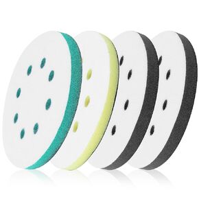 4 Pack Upgraded Foam Sanding Pads for Orbital Sander, 5 Inch 8 Holes Orbital Sander Surfprep Foam Pad, Hook and Loop Soft Density Interface Pads with Soft & Hard Cushion Sponge Buffer by Elechiakan