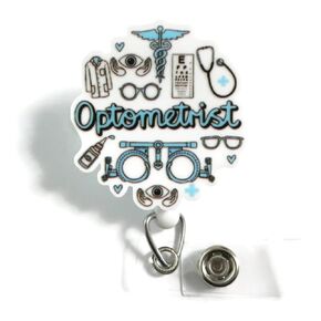OPTOMETRIST Badge Reel, Optometrist Eye Doctor Badge Reel, Optometry Student Badge Reel Gift, Professional Badge Holder for Eye Care Practitioners