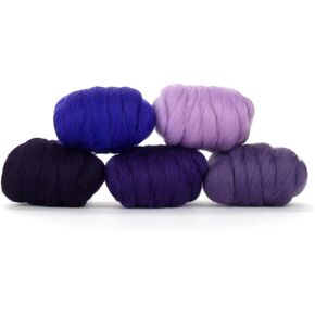 Revolution Fibers | Mixed Merino Wool Variety Pack - Purple Disco | Perfect Wool Roving for Spinning, Rolags, Needle Felting, Wet Felting, Tapestry, Weaving and Crafting