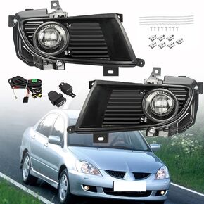 ANTUKO 2Pcs Fog Lights Assembly with Switch and Wiring Kit Replacement for 2004-2005 Lancer