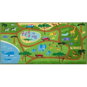 Wildkin Kids Educational Play Rug for Boys and Girls, Features Skid-Proof Backing and Serged Borders, Play Rugs Measures 80 x 39 Inches with Durable Nylon Material, Olive Kids (Horse)
