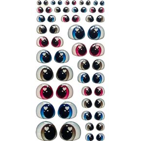 3D Resin Adhesive Eyes for All Types of Materials, for Crafts, Decoration - 28 Pairs in Blue, Brown and Pink (Various Sizes and Colors in The Same Package)