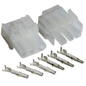 Molex -MLX 20A, Gauge Size w/14-20 AWG, Wire Connector - 2.13mm D, Latch Lock (3-Pin (White))