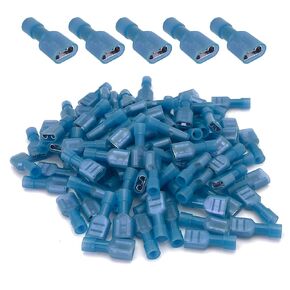 ANGSTROM Female Fully Insulated Nylon Quick Disconnect Spade Terminals 100pcs (22-16ga RED)