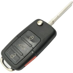 Replacement Key Fob Shell Case fit for VW Volkswagen Jetta Passat Golf Beetle Rabbit GTI CC EOS 4 Buttons Keyless Entry Remote Key Housing with Uncut Blade (Black)