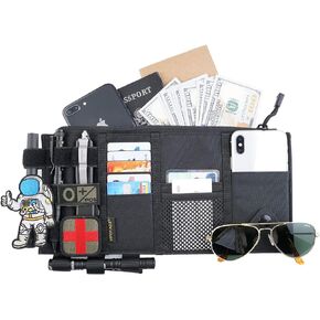 VIPERADE CHA4 Car Sun Visor Organizer, Truck Visor Organizer, MOLLE Tactical Visor Organizer Auto Accessories Document Holder Sunglass Insurance Storage Pouch Organizer (Black)
