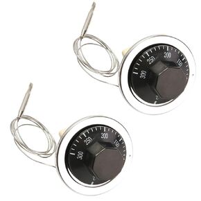 AC 250V 16A 50-300℃ Temperature Control Switch Universal Capillary Thermostat for Electric Oven, Balck, Pack of 2