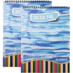 JinBai Sketch Book,2 Packs of Thickened Paper Design Art Sketch Book, 50 Pages 11.8 x 8.6 inches Art Sketch Drawing Paper for Kids, Adults, Students, Artists (Blue)