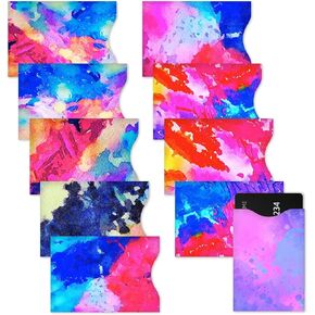 DEEZOMO 10 قطع من واقي بطاقات الائتمان RFID، حامل بطاقات ائتمان مضاد للسرقة للنساء والرجال، يسهل التعرف على حقيبة السفر (طباعة رائعة) in Kuwait