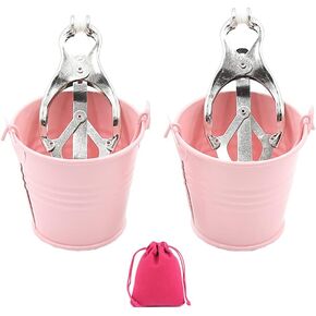 Adjustable Metal Breast Nipple Clips with Bucket Non Piercing Nipple Clamps Sexy Chest Stimulation Jewelry (Silver)
