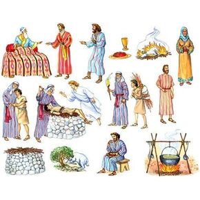 شخصيات إبراهيم وإسحاق من الكتاب المقدس لقصص لوحة الفانيلا العهد القديم (حجم عادي مقطوع مسبقًا)