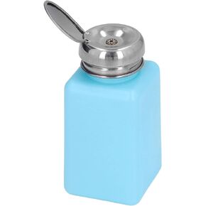 Agatige Pump Dispenser Bottle, 200ML Liquid Dispenser Pump with Metal Flip Cover, Push Down Pump Dispenser Glass Nail Polish Remover Dispenser Methanol Container for Makeup Remover, Blue