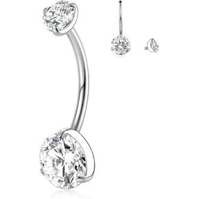 PEAKLINK 14G Belly Button Ring G23 Titanium Belly Bar Navel Ring Belly Barbell Long Belly Piercing Jewelry Internally Threaded Navel Jewelry Navel Bar for Women Men 14mm