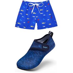 أحذية الشاطئ المائية للأولاد من Racqua للأطفال الصغار باللون الأزرق ديناصور 13-13.5 للأولاد شورتات السباحة سريعة الجفاف شورتات الشاطئ مقاس القرش 5/6 in Kuwait