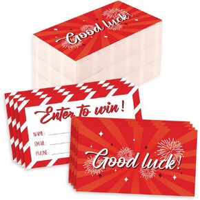 300 Pcs Red Enter to Win Raffle Tickets Cards 3.5 x 2 Inch Entry Form Ticket Cards for Contest, Auction, Raffles, Ballot Box with Space for Name, Email Address Phone Number Fields (300)