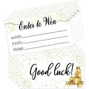 Tomioziey 300 Raffle Tickets Enter to Win Cards-3.5"x2" Entry Form Cards for Contest,Ballot Box,50/50,Raffle Drum with Email Address and Phone Number Fields-Tan