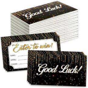 300 Pcs Black Gold Enter to Win Raffle Tickets Cards 3.5 x 2 Inch Entry Form Ticket Cards for Contest, Auction, Raffles, Ballot Box with Space for Name, Email Address Phone Number Fields (300)