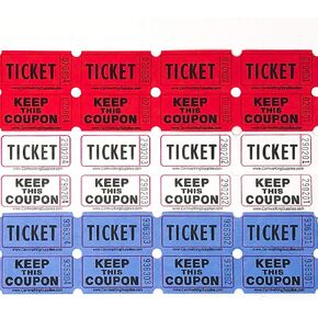 Raffle Tickets 4th of July Party Double Roll 50 50 Style Red White Blue Assorted Colors Prize Tickets in Kuwait