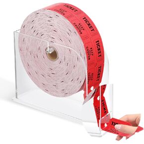 Acrylic Raffle Ticket Dispenser 5.6 * 7.6 * 3.1inch Raffle Ticket Holder for Single-roll Double-roll Tickets Sweepstakes Carnival Party Trade Shows Ticket Roll Dispenser(not Include Raffle Ticket)