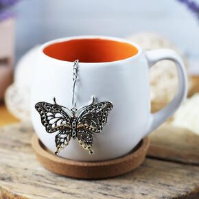Butterfly tea ball infuser for herbal tea, Tea infuser charm, Tea Strainer insect pendant